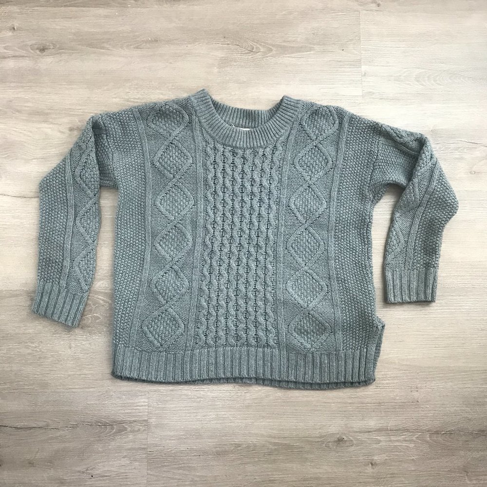 Madewell Sage Green Chunky Cable Knit Crew Neck Sweater
